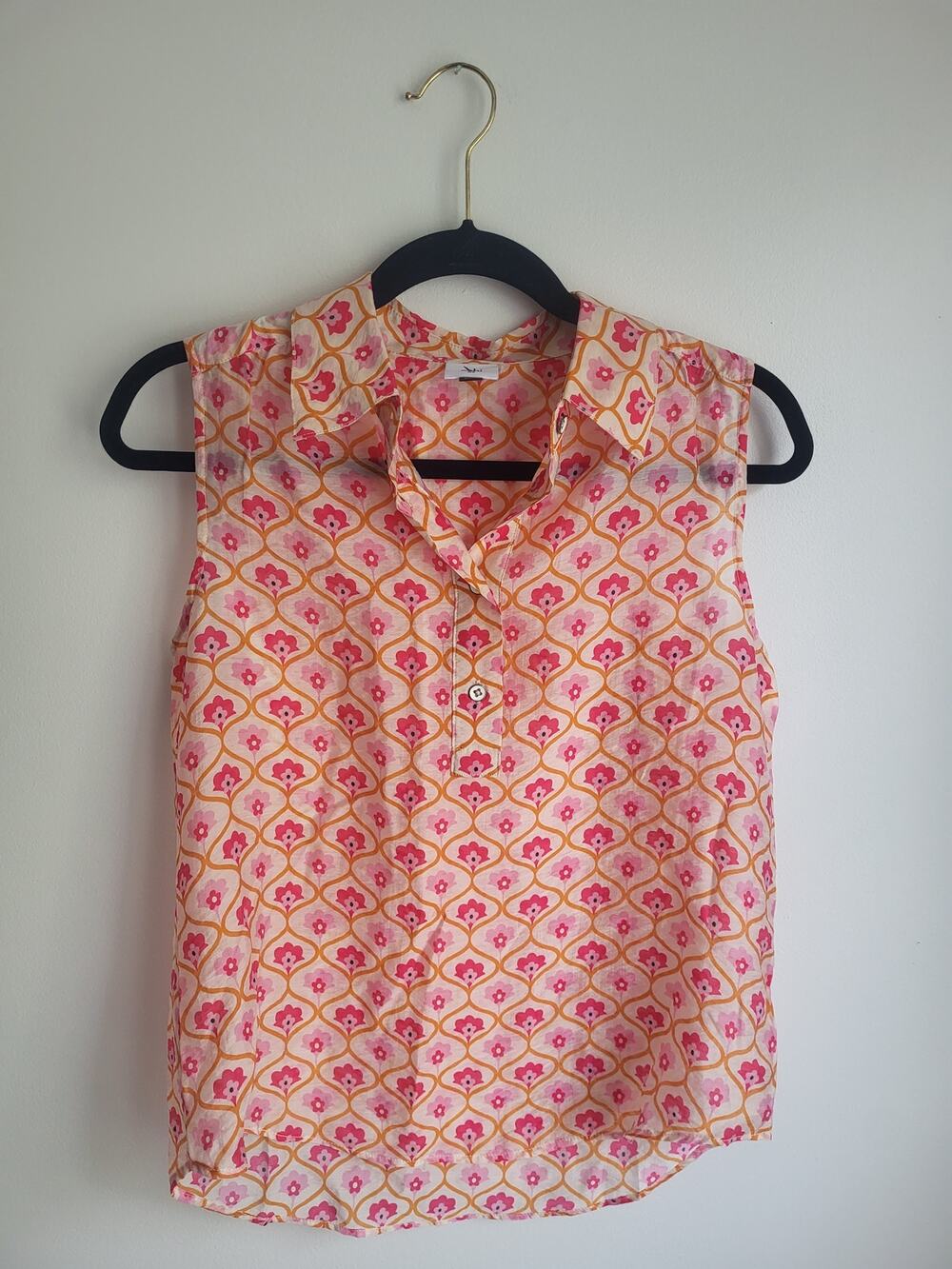 NWOT Cabi Round Trip Top XS – Pink Orange Floral Tank Boho Business Casual Prep